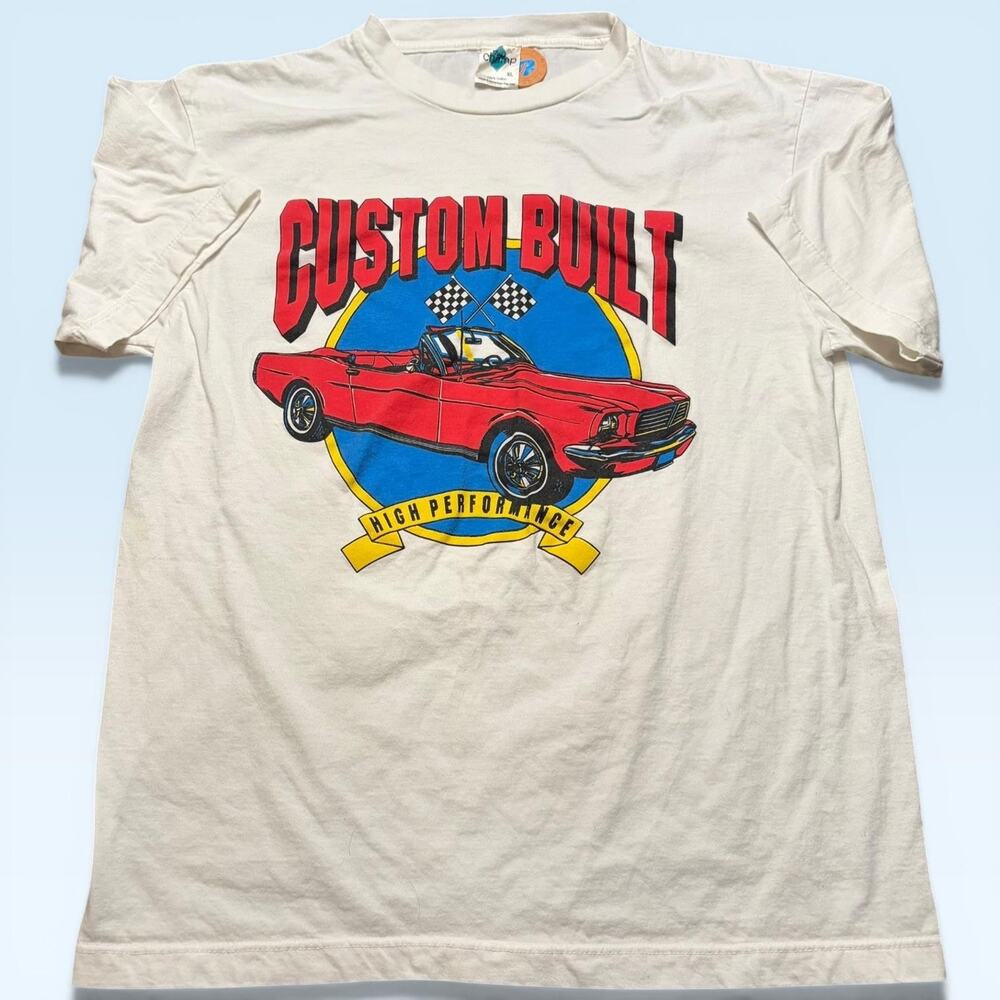 Vintage Tour Champ Shirt Mens XL White Custom Built Car Racing Tee T-Shirt